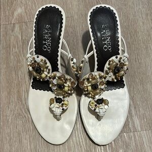Franco Sarto White Beaded Women's Sandals